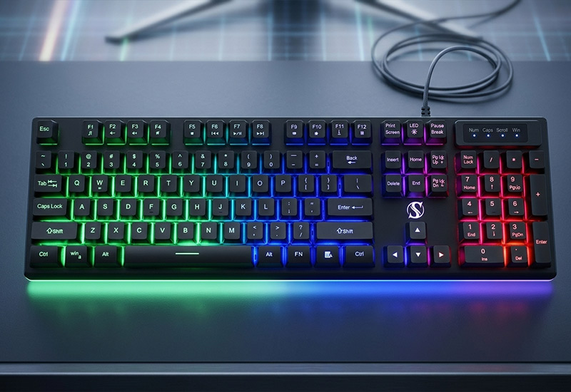 104-Keys-Backlit-Membrane-Keyboard-with-Metal-Panel-26-Key-Anti-Ghosting-Multi-Language-Technical-Introduction