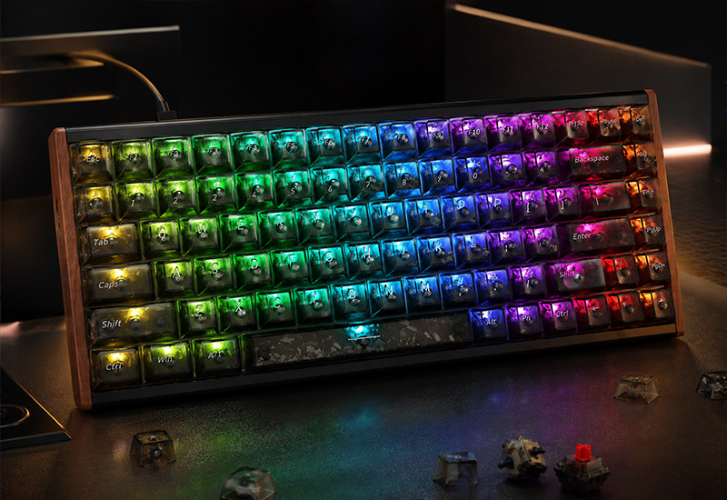 84 Keys Full CNC Aluminum Case Magnetic Switch Mechanical Keyboard Hot-swappable Outemu Switch 8K Polling Rate RT Rapid Trigger Carbon Fiber Keycap Gaming Keyboard Model VLC84 Description5