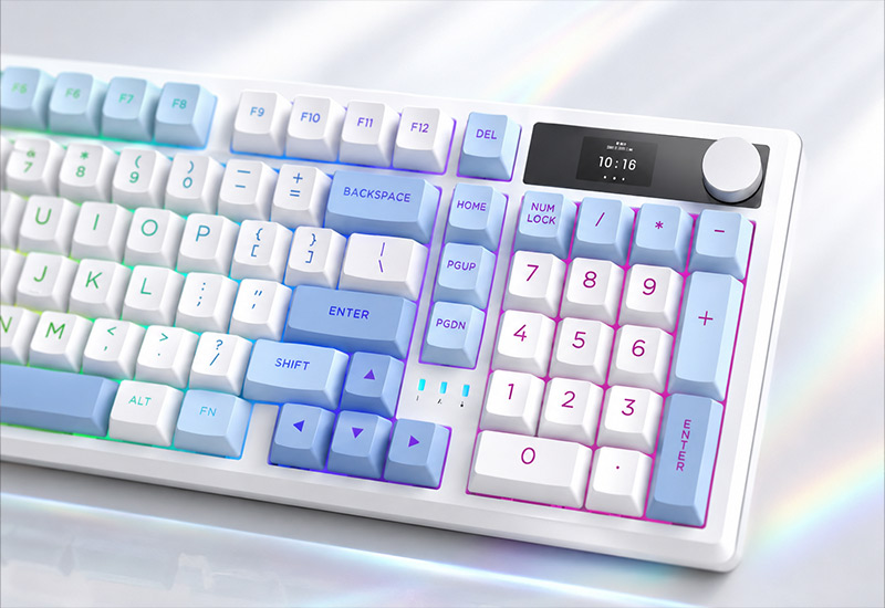 94-Key Gasket Hot-Swappable Triple-Mode Mechanical Keyboard KTT Switches RGB 4000mAh Battery CMK21T Description5