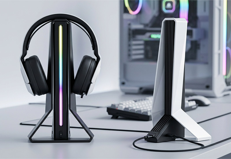 RGB-Gaming-Headphone-Stand-Dual-USB-Hub,-Desktop-Headset-Holder-Organizer-HUB09Key-Selling-Points